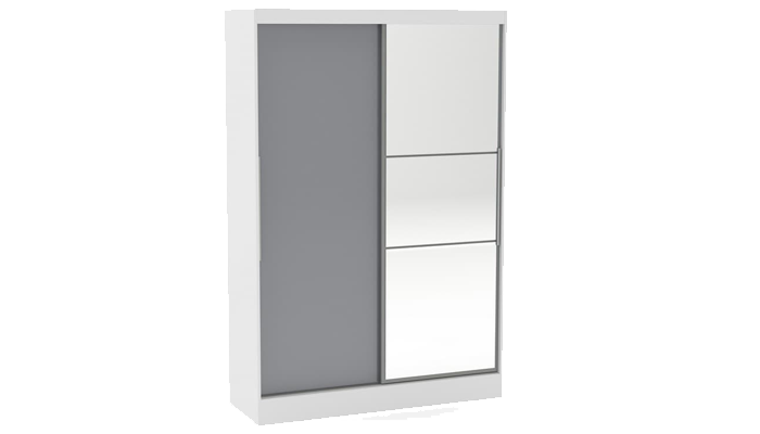 2 Door Sliding Wardrobe With Mirror (White/Grey)